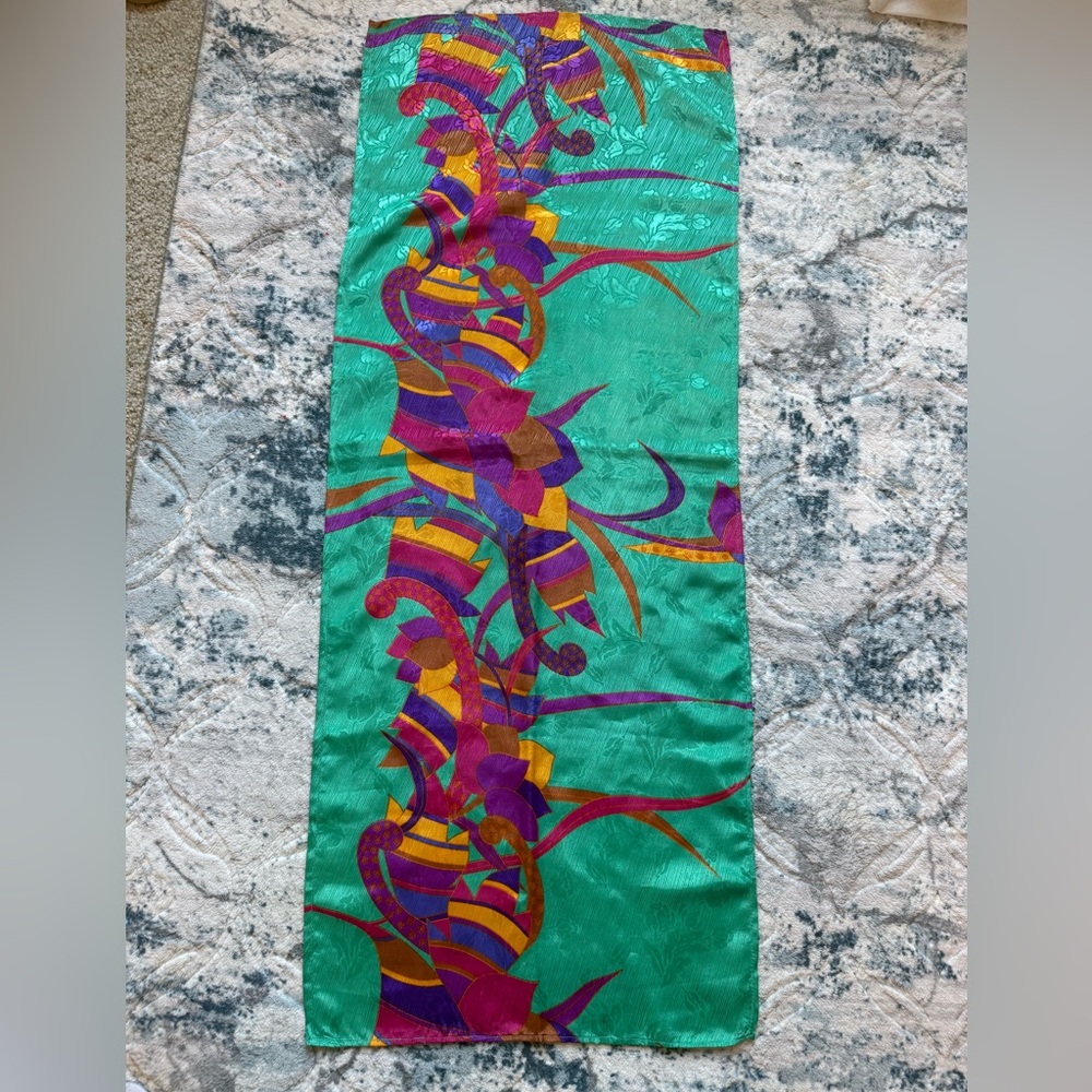 Vibrant  Scarf from classic Italian silk collection  with Abstract Design